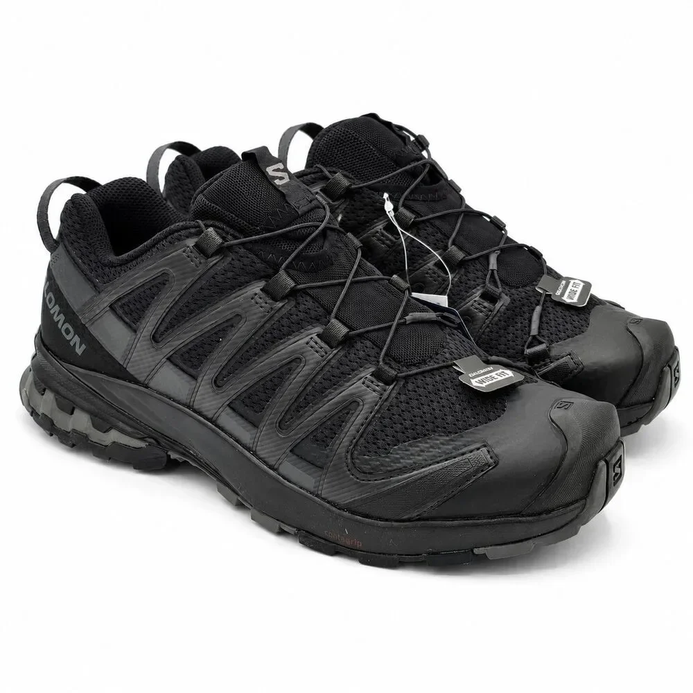 Salomon XA Pro 3D V8 Wide Men's 9.5 Black Trail Running Hiking Shoes Quicklace
